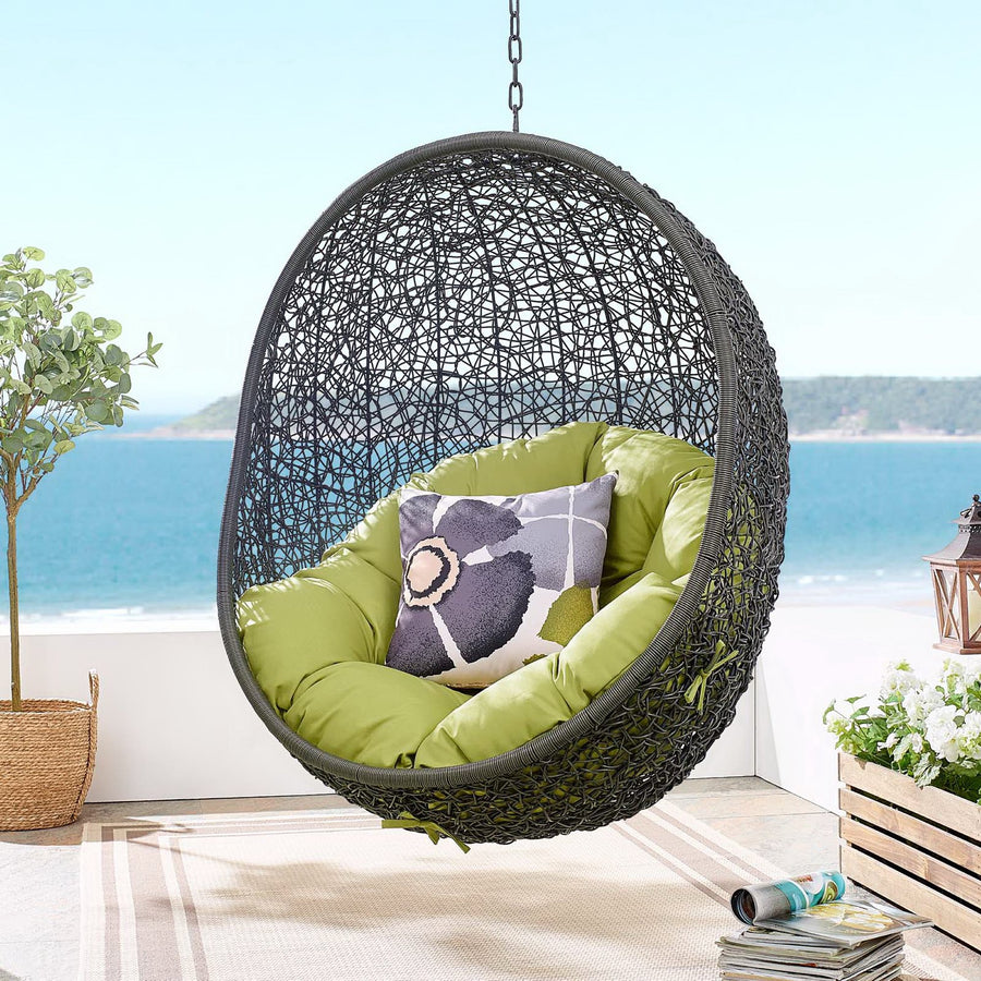 Cornice Outdoor Patio Swing Chair With Stand in Gray Peridot