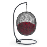 Cornice Outdoor Patio Swing Chair With Stand in Gray Red