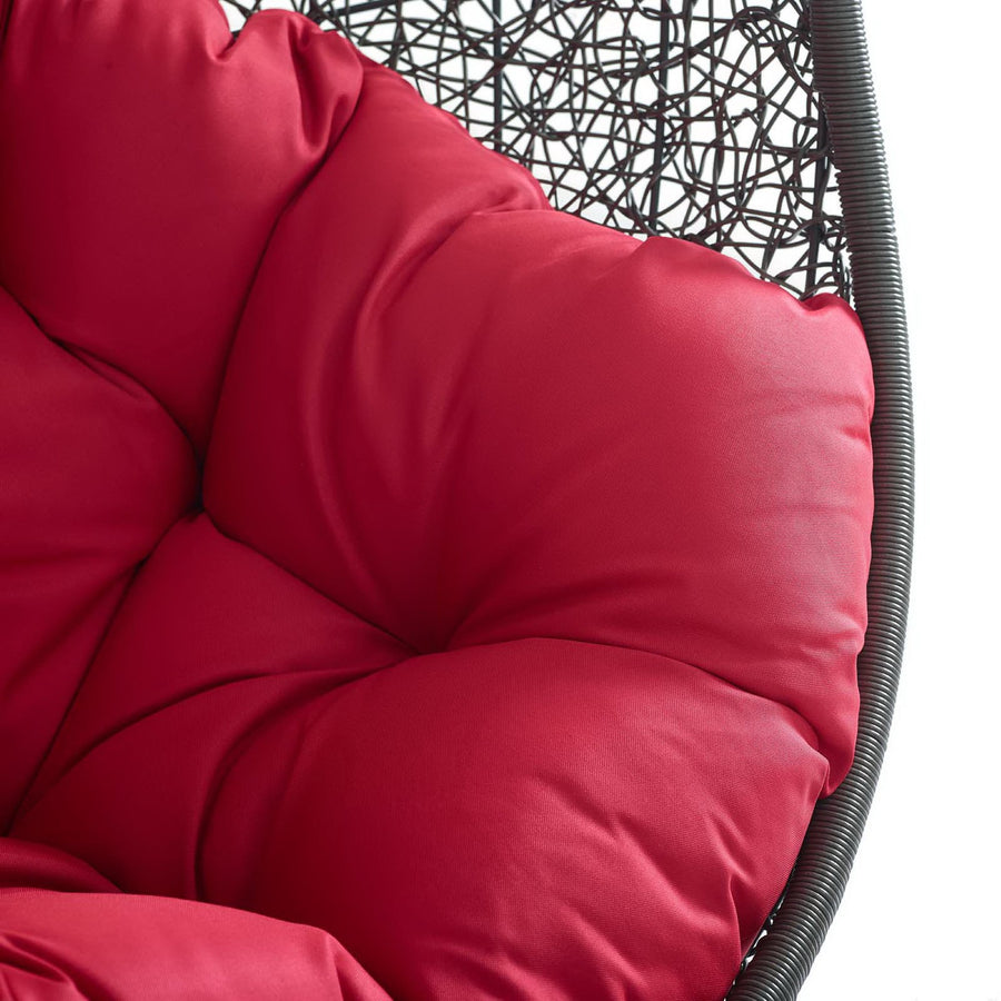Cornice Outdoor Patio Swing Chair With Stand in Gray Red