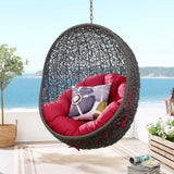 Cornice Outdoor Patio Swing Chair With Stand in Gray Red