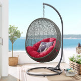 Cornice Outdoor Patio Swing Chair With Stand in Gray Red