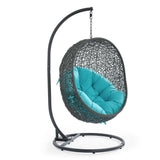 Cornice Outdoor Patio Swing Chair With Stand in Gray Turquoise
