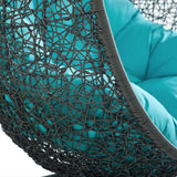 Cornice Outdoor Patio Swing Chair With Stand in Gray Turquoise
