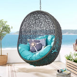 Cornice Outdoor Patio Swing Chair With Stand in Gray Turquoise
