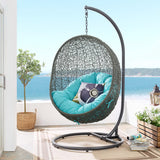 Cornice Outdoor Patio Swing Chair With Stand in Gray Turquoise