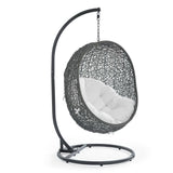 Cornice Outdoor Patio Swing Chair With Stand in Gray White