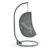 Cornice Outdoor Patio Swing Chair With Stand in Gray White