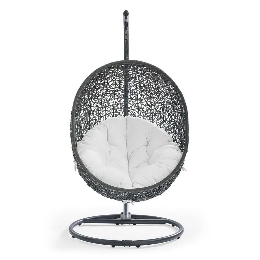 Cornice Outdoor Patio Swing Chair With Stand in Gray White