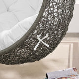 Cornice Outdoor Patio Swing Chair With Stand in Gray White