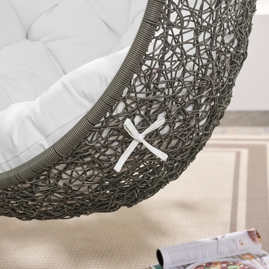 Cornice Outdoor Patio Swing Chair With Stand in Gray White