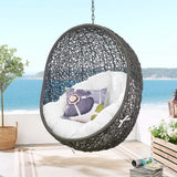 Cornice Outdoor Patio Swing Chair With Stand in Gray White