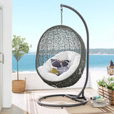 Cornice Outdoor Patio Swing Chair With Stand in Gray White
