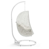 Cornice Outdoor Patio Swing Chair With Stand in White Beige