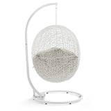 Cornice Outdoor Patio Swing Chair With Stand in White Beige