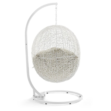 Hide Outdoor Patio Swing Chair With Stand in White Beige