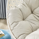 Cornice Outdoor Patio Swing Chair With Stand in White Beige