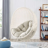 Cornice Outdoor Patio Swing Chair With Stand in White Beige