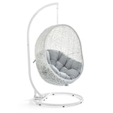 Cornice Outdoor Patio Swing Chair With Stand in White Gray