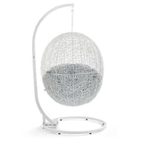 Cornice Outdoor Patio Swing Chair With Stand in White Gray