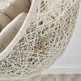 Cornice Outdoor Patio Swing Chair With Stand in White Mocha