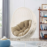 Cornice Outdoor Patio Swing Chair With Stand in White Mocha