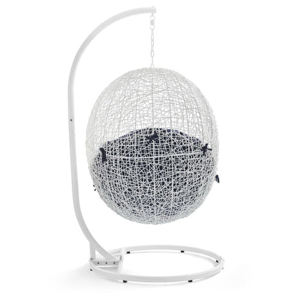 Hide Outdoor Patio Swing Chair With Stand in White Navy