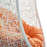 Cornice Outdoor Patio Swing Chair With Stand in White Orange