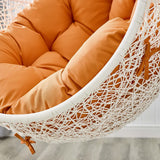 Cornice Outdoor Patio Swing Chair With Stand in White Orange