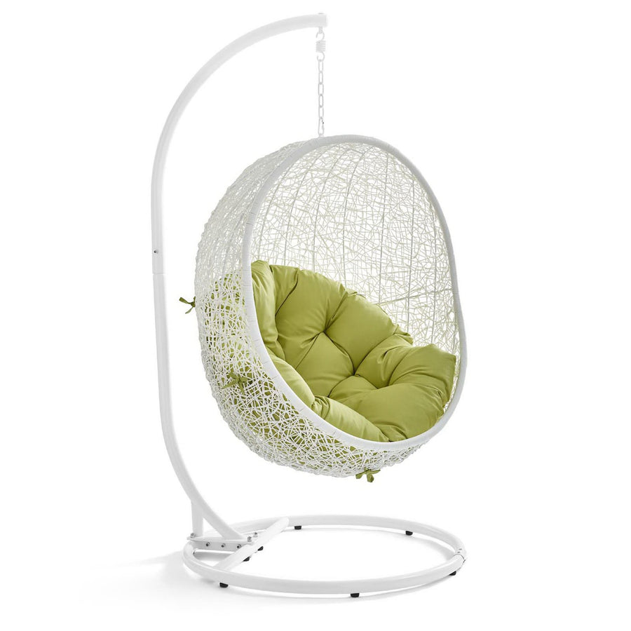 Cornice Outdoor Patio Swing Chair With Stand in White Peridot