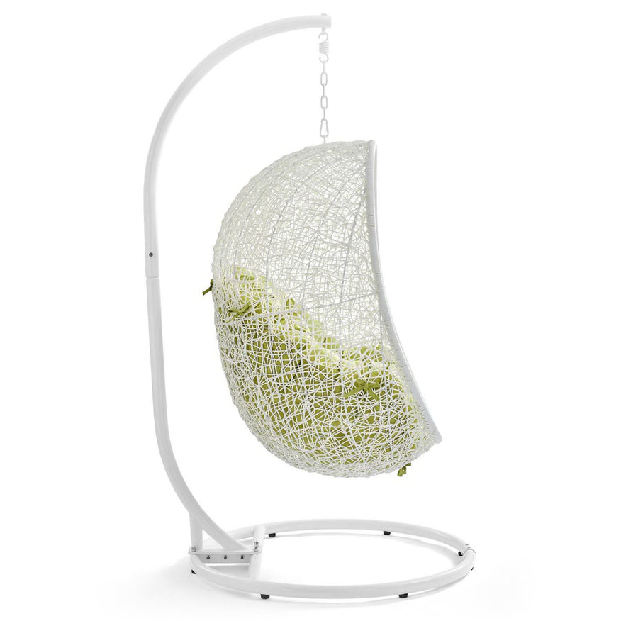 Cornice Outdoor Patio Swing Chair With Stand in White Peridot