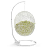 Cornice Outdoor Patio Swing Chair With Stand in White Peridot