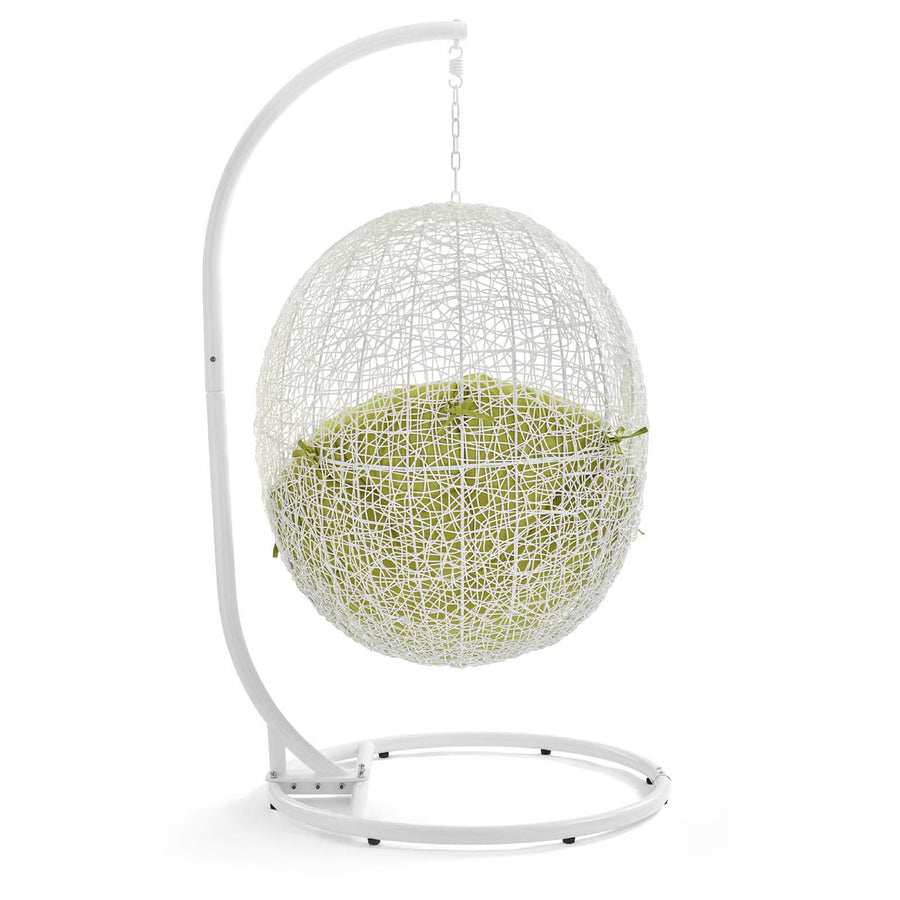 Cornice Outdoor Patio Swing Chair With Stand in White Peridot