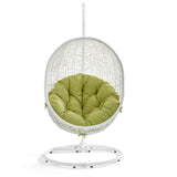 Cornice Outdoor Patio Swing Chair With Stand in White Peridot