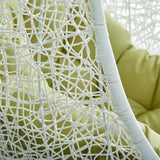 Cornice Outdoor Patio Swing Chair With Stand in White Peridot