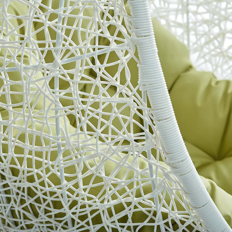 Cornice Outdoor Patio Swing Chair With Stand in White Peridot