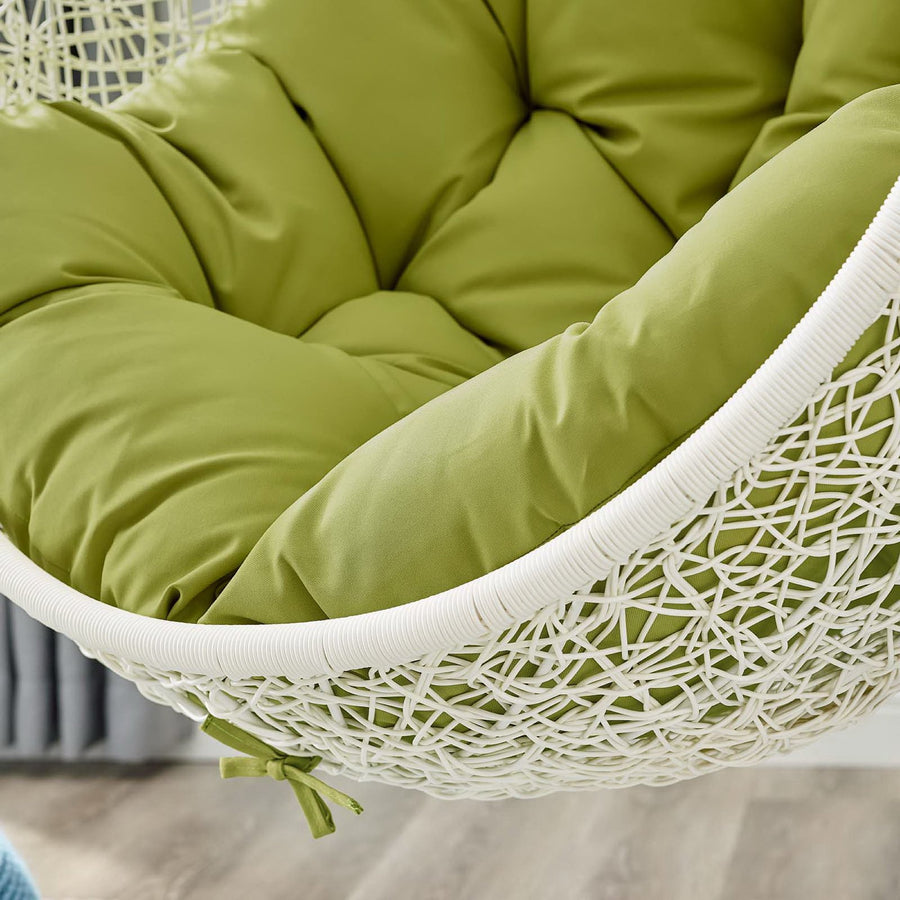 Cornice Outdoor Patio Swing Chair With Stand in White Peridot