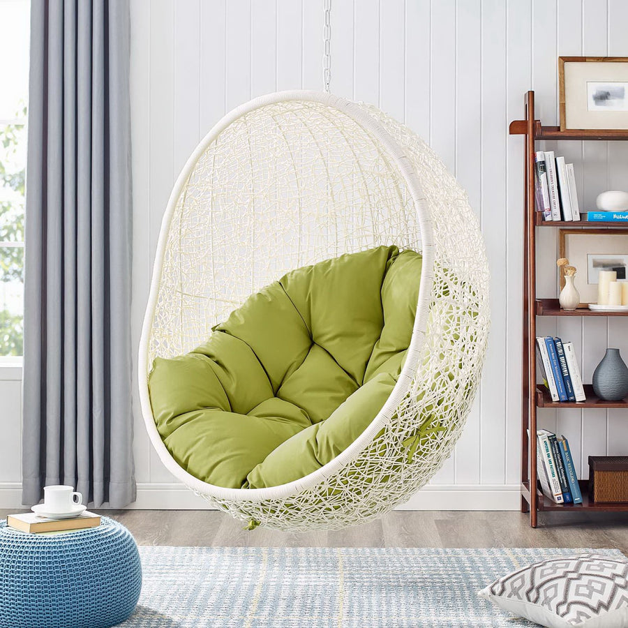 Cornice Outdoor Patio Swing Chair With Stand in White Peridot