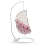 Cornice Outdoor Patio Swing Chair With Stand in White Red