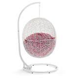 Cornice Outdoor Patio Swing Chair With Stand in White Red