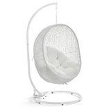 Cornice Outdoor Patio Swing Chair With Stand in White