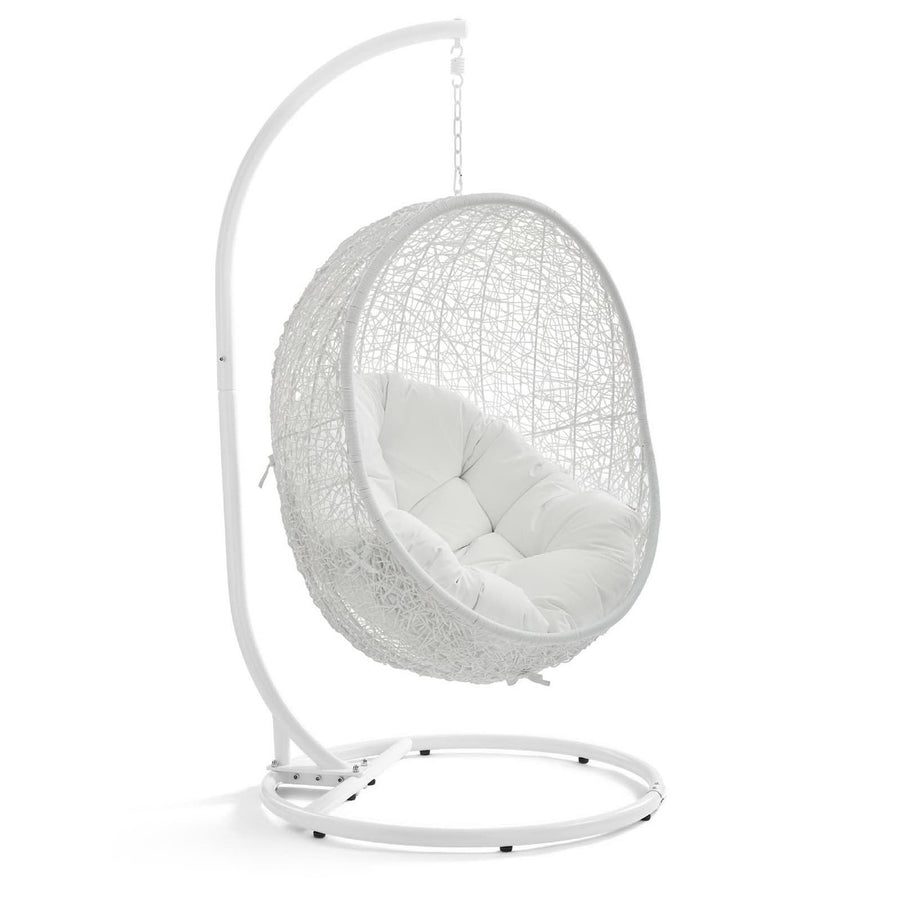 Cornice Outdoor Patio Swing Chair With Stand in White