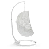 Cornice Outdoor Patio Swing Chair With Stand in White