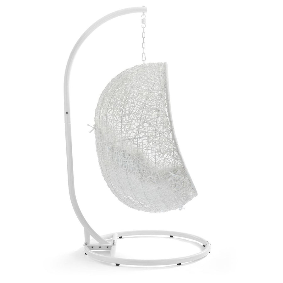 Cornice Outdoor Patio Swing Chair With Stand in White