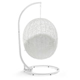 Cornice Outdoor Patio Swing Chair With Stand in White