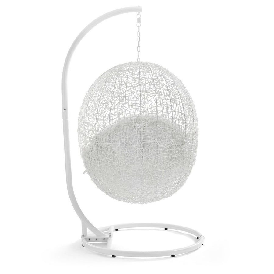 Cornice Outdoor Patio Swing Chair With Stand in White