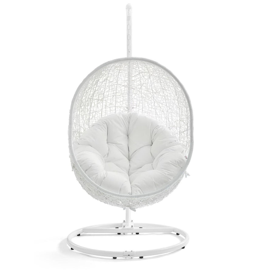 Cornice Outdoor Patio Swing Chair With Stand in White