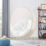 Cornice Outdoor Patio Swing Chair With Stand in White