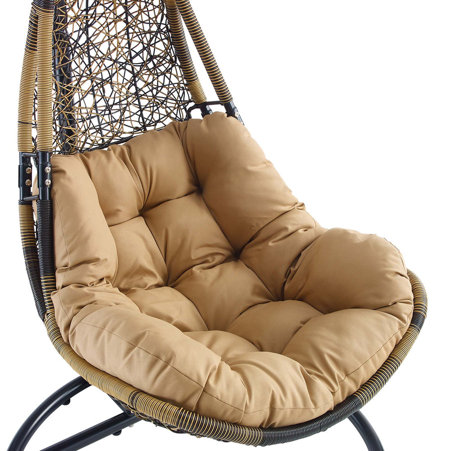 Mistral Wicker Rattan Outdoor Patio Swing Chair in Black Mocha