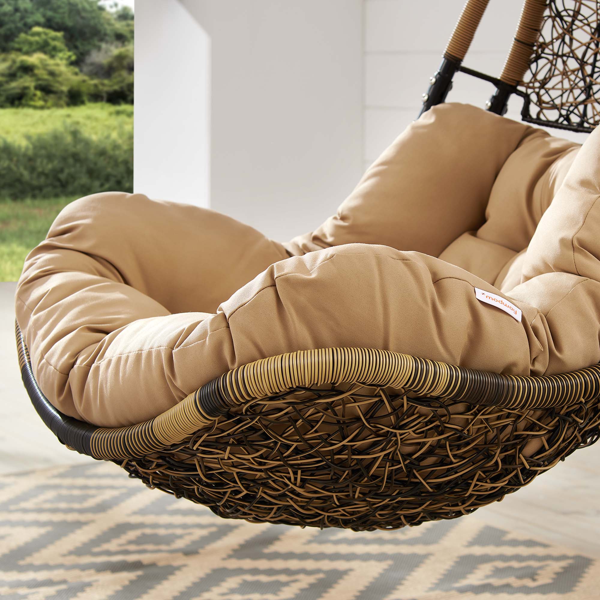 Abate Wicker Rattan Outdoor Patio Swing Chair by Furniture For America