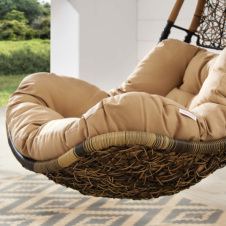 Mistral Wicker Rattan Outdoor Patio Swing Chair in Black Mocha